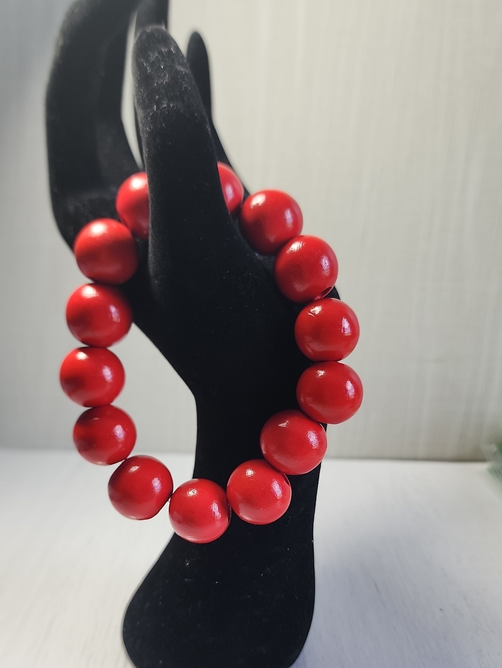 Red Beaded Stretch Bracelet - Women Jewelry - Picture 1 of 2